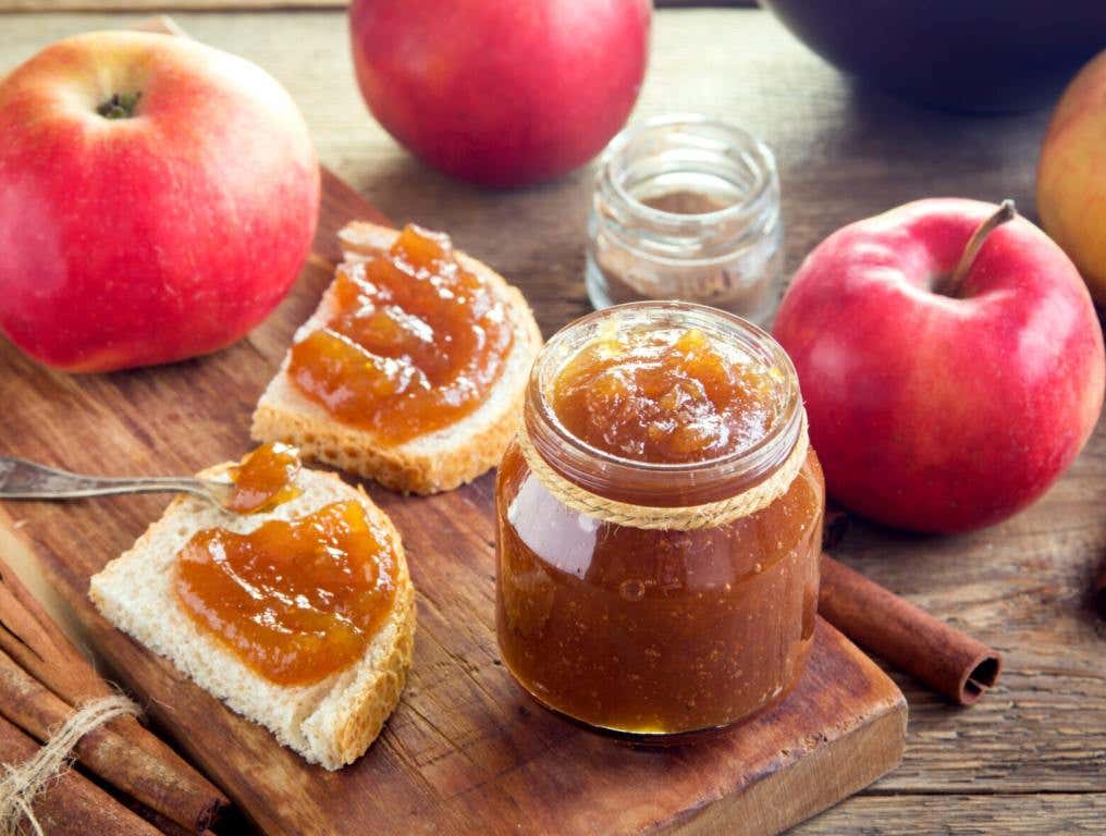 Homemade Sweet Apple Butter with Cinnamon - organic healthy vegetarian food. Apple Jam. Apple Marmalade.