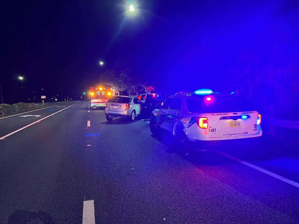 The aftermath when a Florida Drunk Driver crashes into a fleet of police cars.