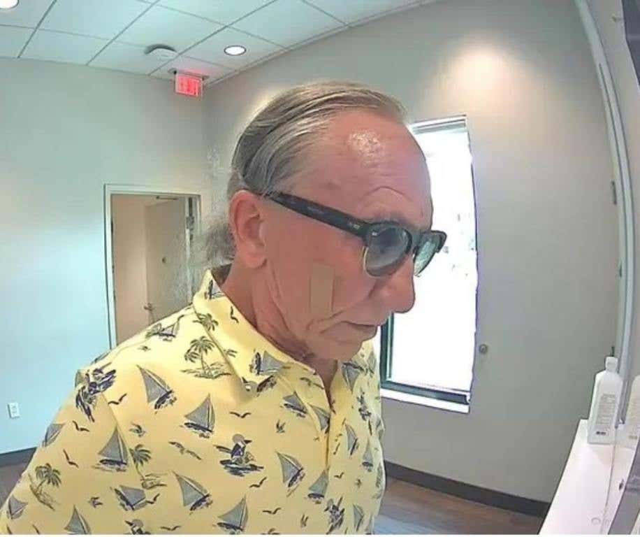 67-year-old Florida man as he tries to Rob Bank for Rent Money