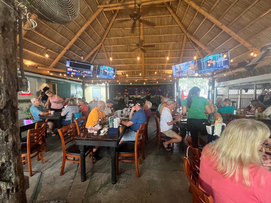 The bar and dance floor at Woody's