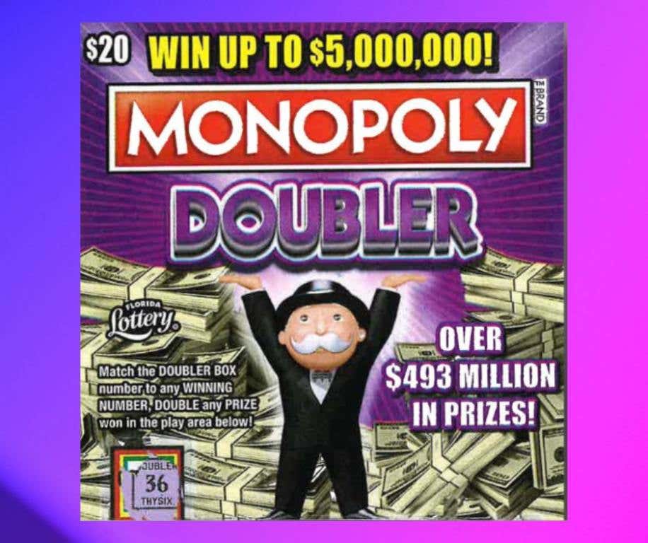 $20 MONOPOLY DOUBLER Game where Florida man won the 5 Million Dollar Jackpot.