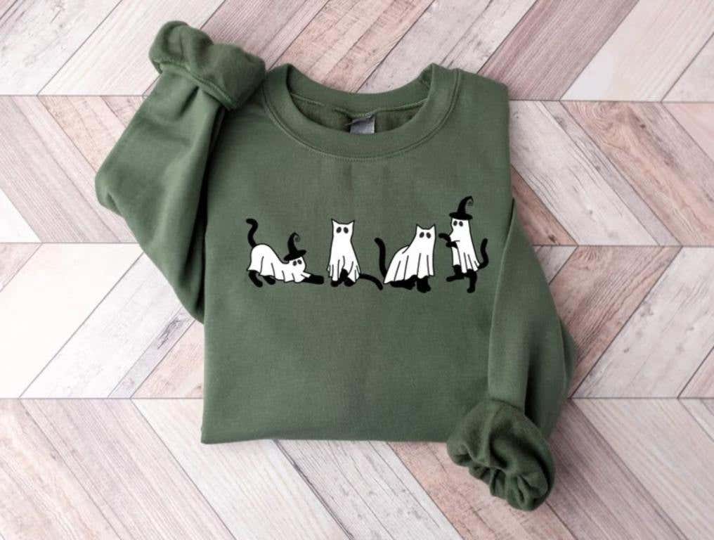 green black cat ghost sweatshirt