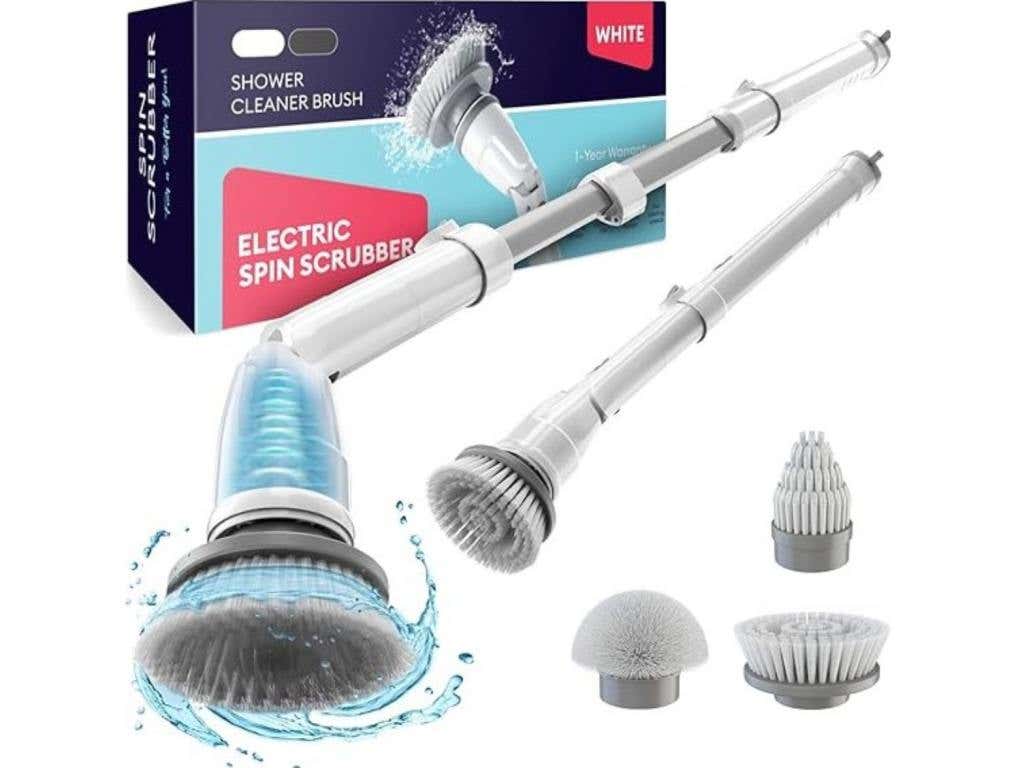 white electric spin scrubbers for bathroom