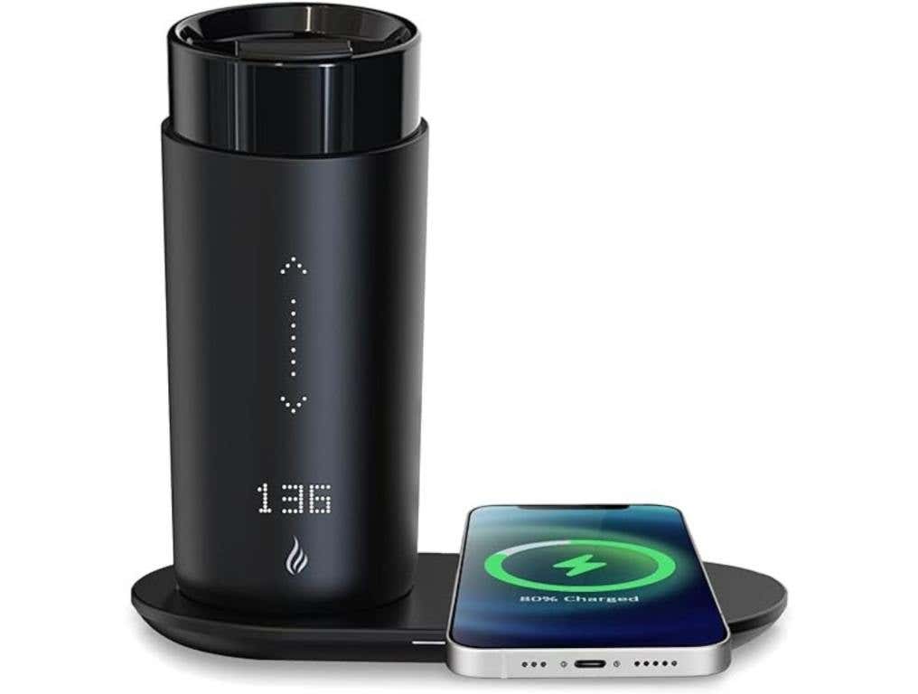 temperature control coffee cup and phone charger