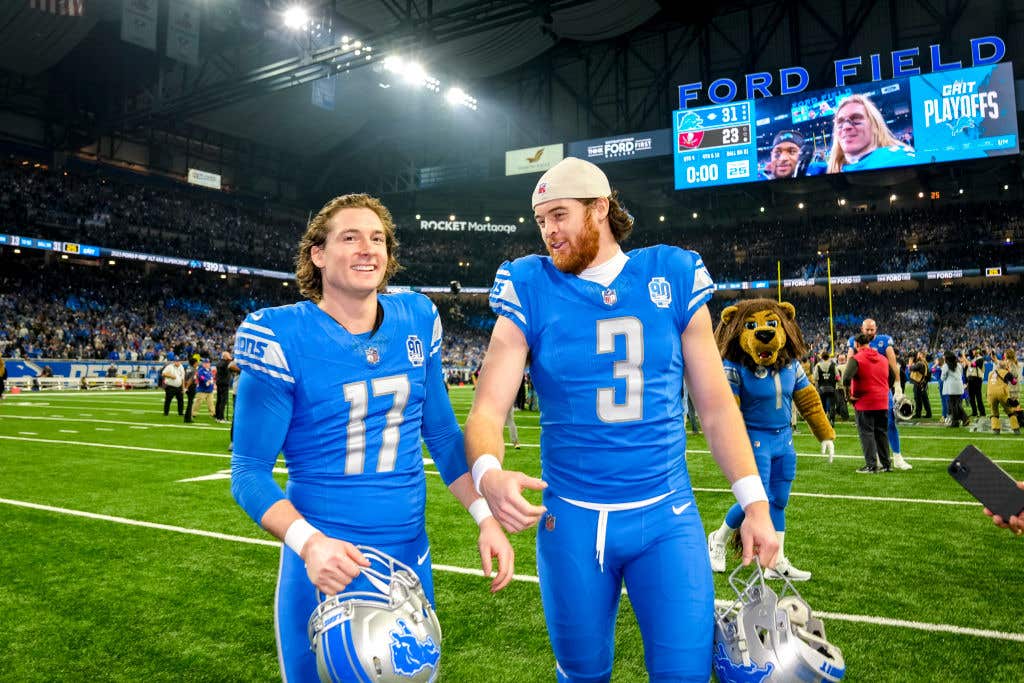 Michael Badgley of the Detroit Lions on the field. The Most Handsome Player