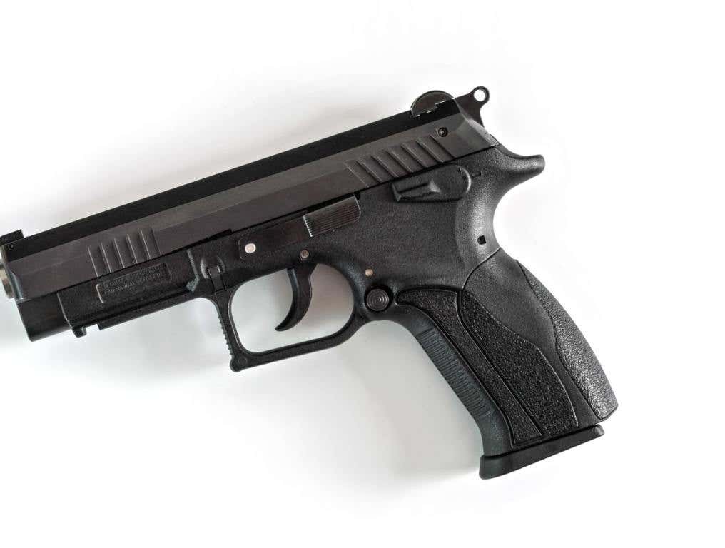 A black gun on a white background in Florida.