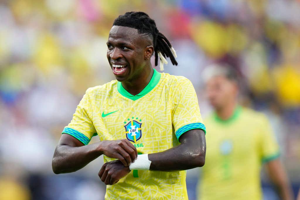 Vinícius Júnior #7 of Brazil reacts after taking a shot against the United States during the Continental Clasico 2024 game at Camp World Stadium. Who are the best soccer players, or footballers, in the world right now?