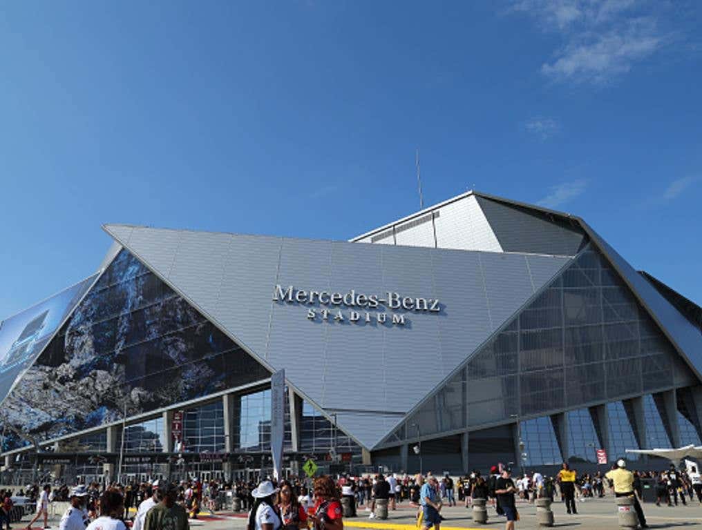 A general view of Mercedes-Benz Stadium prior to a game between the Pittsburgh Steelers and the Atlanta Falcons at Mercedes-Benz Stadium on September 08, 2024 in Atlanta, Georgia.