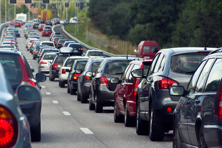 Sanibel Residents Ordered To Evacuate and this is a view of traffic backed up on an interstate