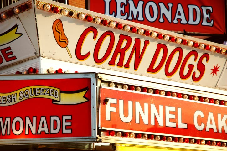 Fair food signage. for outdoor weekend events in Southwest Florida