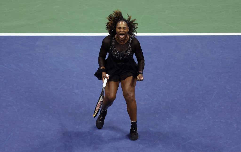 erena Williams of the United States celebrates in her match against Ajla Tomlijanovic