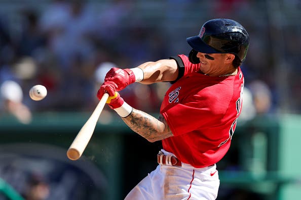 Jarren Duran #16 of the Boston Red Sox hits a home run against the Minnesota Twins during the fifth inning at JetBlue Park at Fenway South on February 27, 2023 in Fort Myers, Florida.