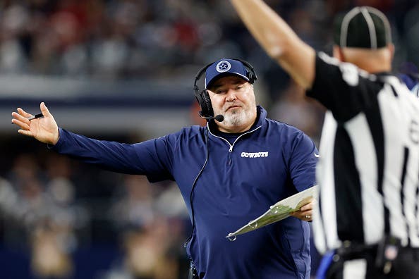 ARLINGTON, TEXAS - DECEMBER 22: Head coach Mike McCarthy of the Dallas Cowboys reacts during the fourth quarter against the Tampa Bay Buccaneers at AT&amp;T Stadium on December 22, 2024 in Arlington, Texas.