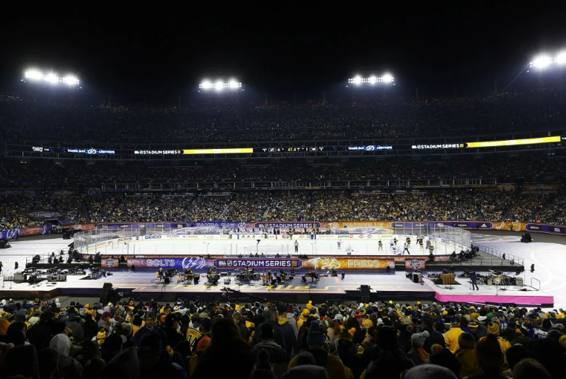 NASHVILLE, TENNESSEE - FEBRUARY 26: General view of the stadium during the 2022 Navy Federal Credit Union NHL Stadium Series between the Tampa Bay Lightning and the Nashville Predators at Nissan Stadium on February 26, 2022 in Nashville, Tennessee. (Photo by Donald Page/Getty Images)