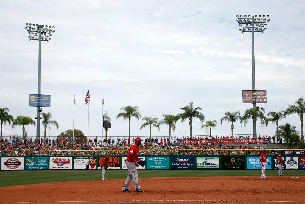 Nick Pivetta #74 of the Philadelphia Phillies in action at third base against the Boston Red Sox during a spring training game at Spectrum Field on March 12, 2017 in Clearwater, Florida.