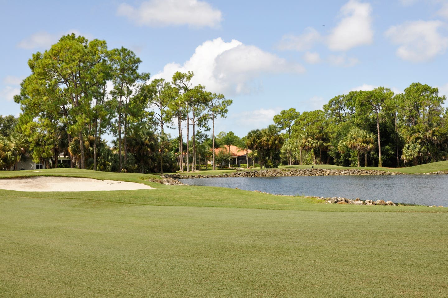 Sand trap and water hazard for a golf course in Naples Florida