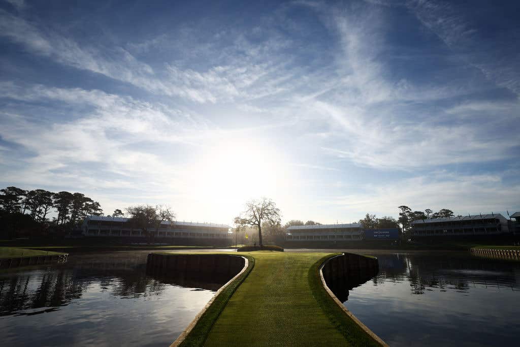 PONTE VEDRA BEACH, FLORIDA - MARCH 12: A general view of the 17th hole prior to THE PLAYERS Championship on the Stadium Course at TPC Sawgrass