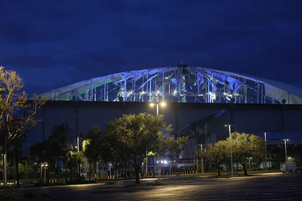 The roof at Tropicana Field, the home of the Tampa Bay Rays, sustained major damage