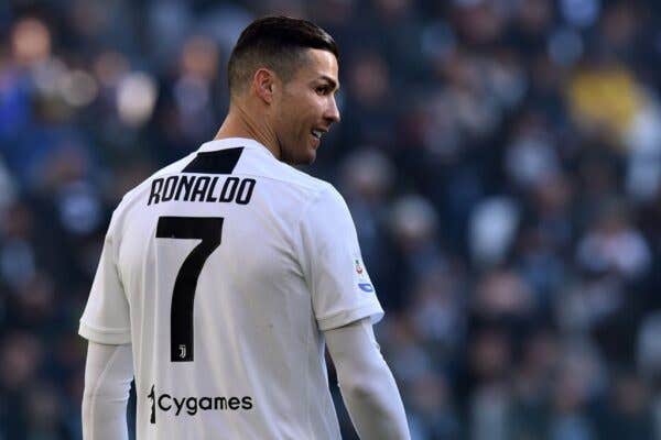 Cristiano Ronaldo of Juventus wearing his white jersey with the number 7