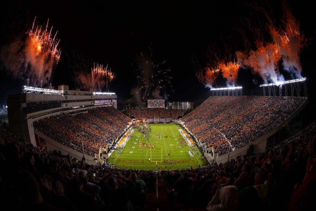 college football stadium at night